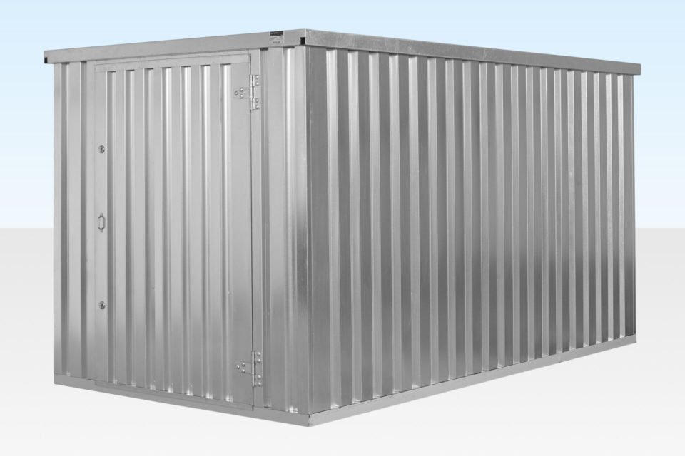 4m x 2.1m Flat Pack Container Store – Galvanised