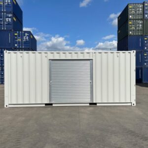 20ft Custom One Trip Shipping Container – Roller Shutter & RAL 7035 Respray